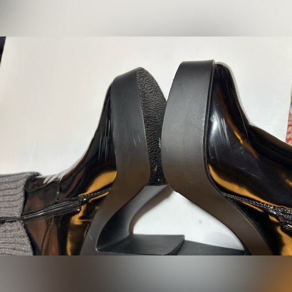 Womens Retro Boots Size 7.5 Y2K Side zip Faux Leather Chunky Heels - Picture 9 of 9